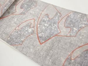 変わり格子に地紙模様織出し名古屋帯